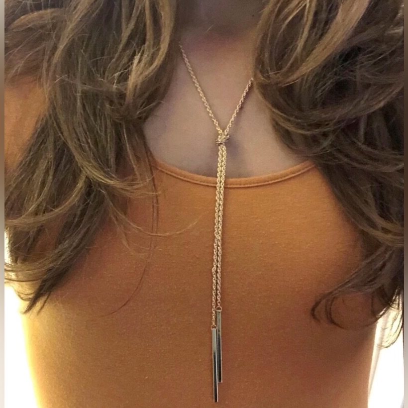 3for38 New Gold Dipped Dual Bar Lariat Y Shaped Pendant Necklace 26$